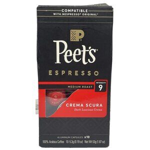 Peet's Coffee Espresso Capsules Crema Scura - Intensity 9 - 10 Count BB 09/2025